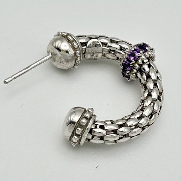 Phillip Gavriel Prosecco Sterling Siver Amethyst Hoops Earrings - Picture 5 of 9